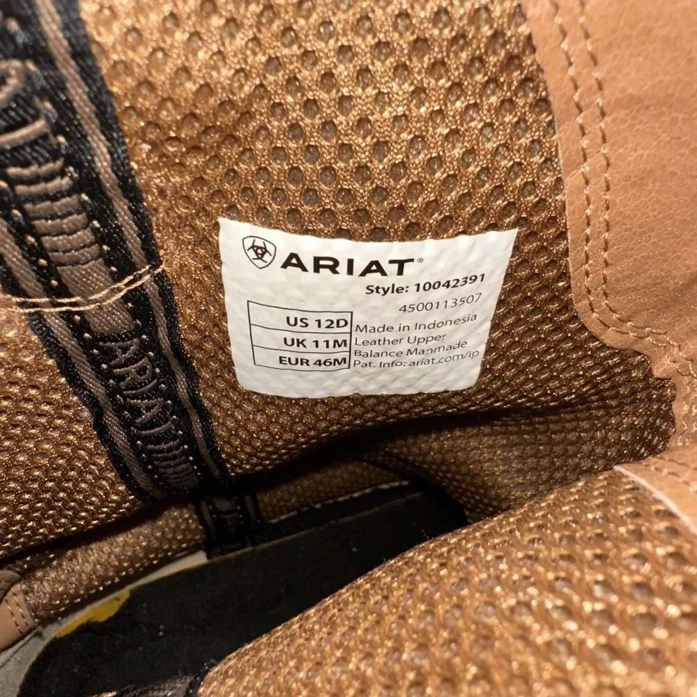 Ariat Sport Pardner Western Cowboy Boots Mens 12 D Brown Red Square Toe 10042391